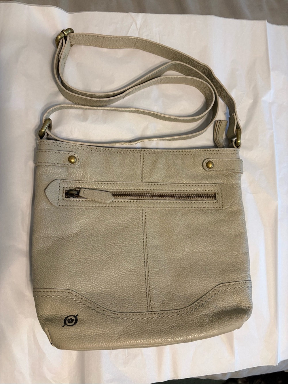 Born Light Beige Leather Crossbody Bag